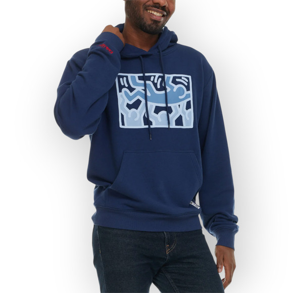 NEW XXL Keith Haring Art UNTITLED 1987 DANCE Hoodie Navy 80s PopArt - Picture 7 of 14